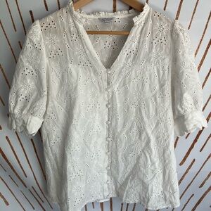 Petite Studio NYC White Eyelet Blouse